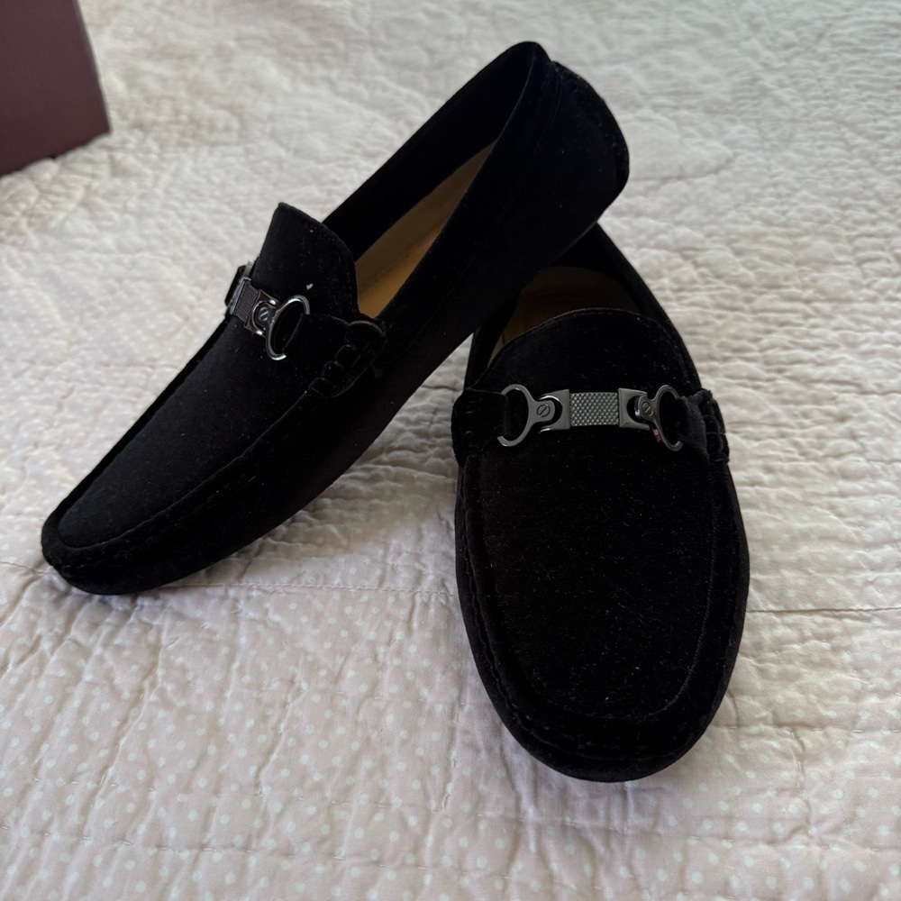 Royal Shoes   black  prom wedding casual shoes Suede material Mens 8.5 Buckles